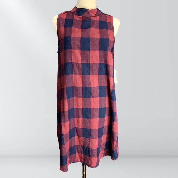NWT Altar’d State Navy & Red Buffalo Check Plaid Sleeveless Dress - Picture 1 of 5